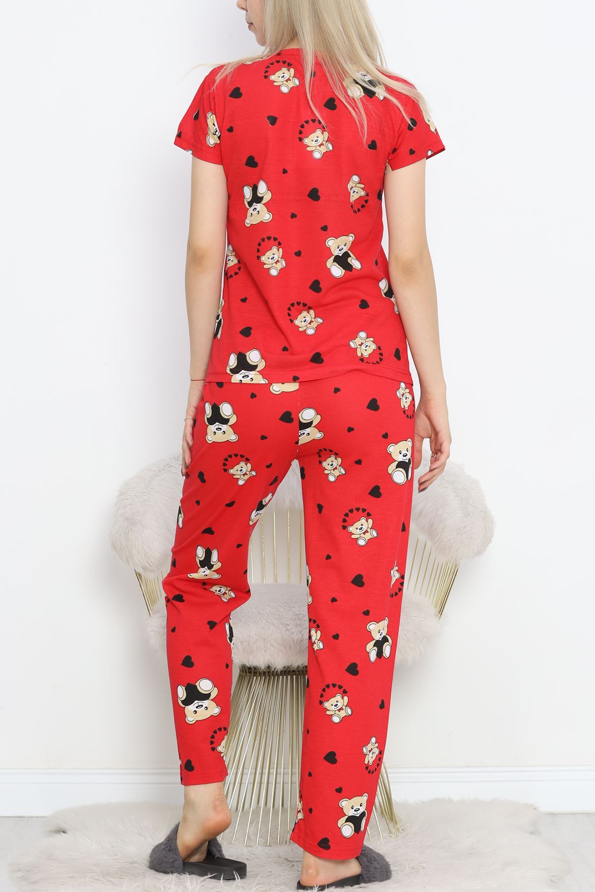 Patterned Pajama Set Red