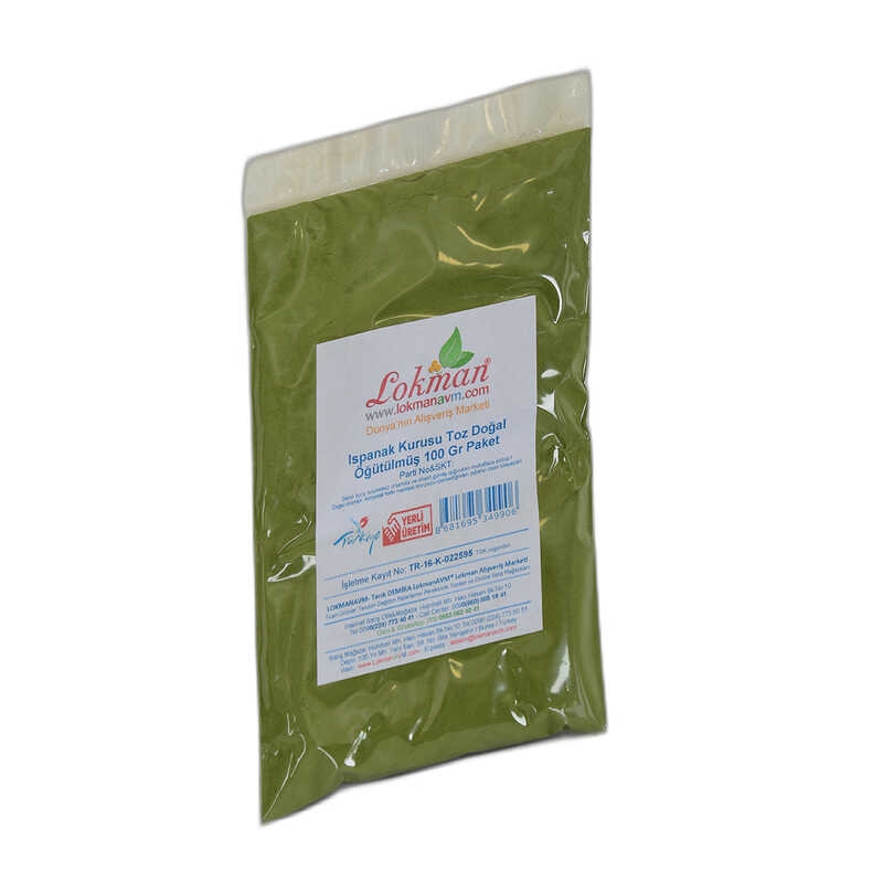 Dried Spinach Powder Natural Ground 100 Gr Package