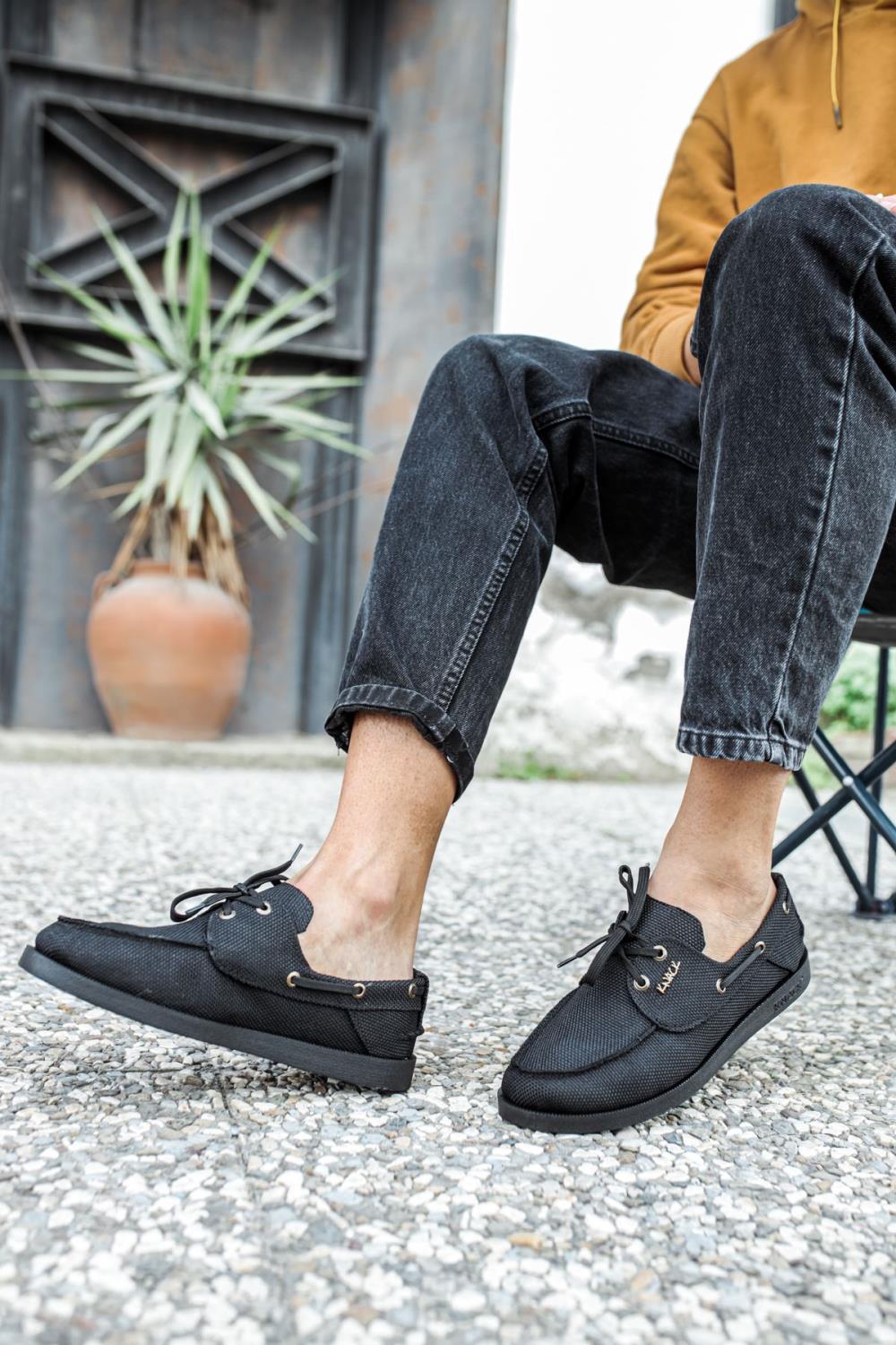 Seasonal Linen Shoes Black (Black Sole)