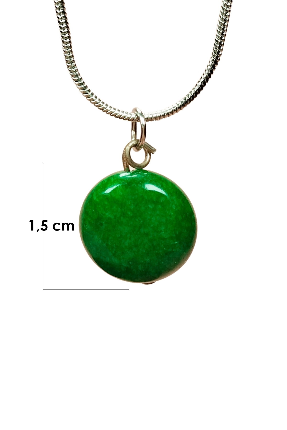 Emerald Natural Stone Handmade Pendant with Chain: 1.5 cm Chain: 20 cm Boxed