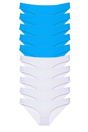 10pcs Super Eco Set Lycra Women Slip White Blue