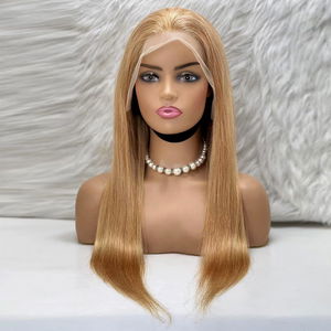 Straight Front Lace Real Hair Tulle Wig / Golden Caramel / 70/75cm