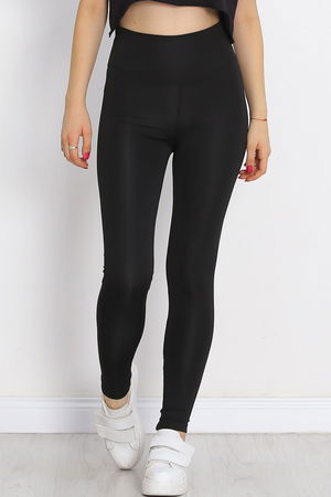 Thick Waistband Diving Leggings Black