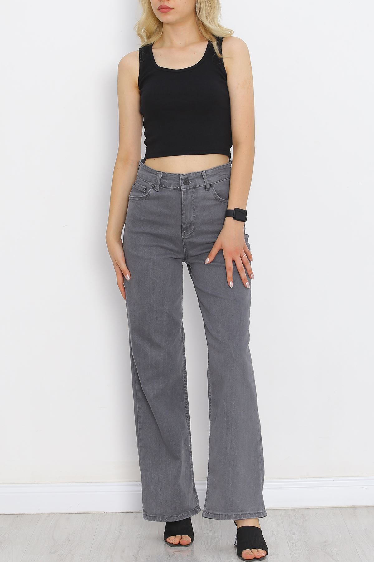 Palazzo Jeans Pants Light Smoked