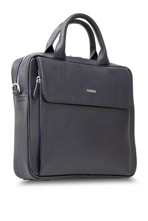 Navy Blue Genuine Leather 14'' Inch Laptop Bag