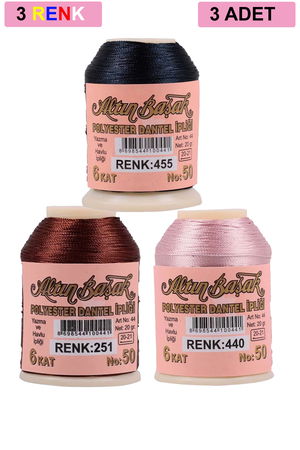 3 Pieces Altinbasak Oya and Lace Floss 20 gr - Turk - No: 251 - 440 - 455