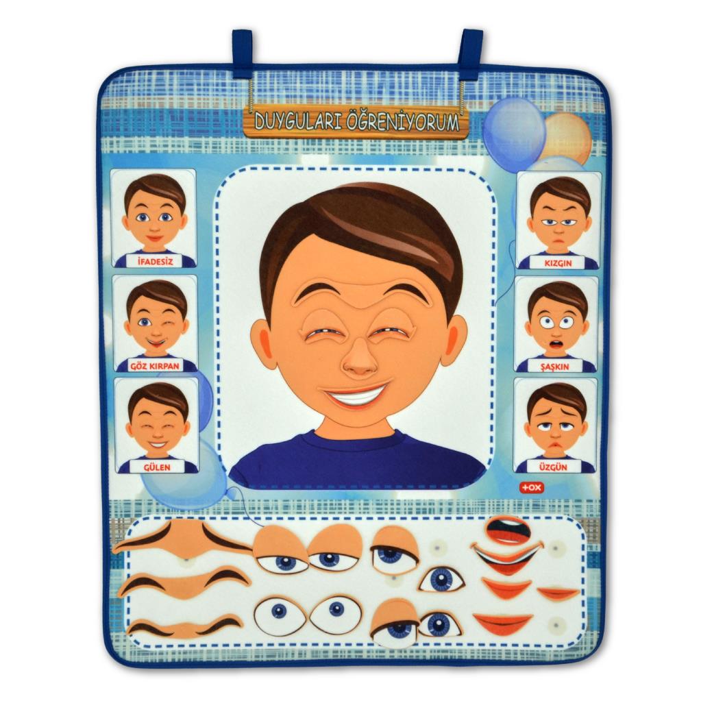 Learning Emotions Felt Velcro Wall Panosusu (Male) , Educational Toy