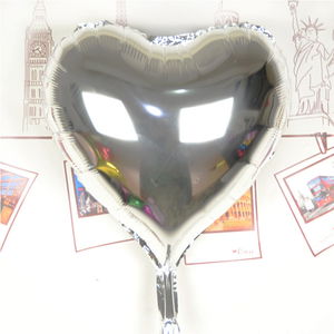 Heart Flying Balloon Foil Silver 80 cm 32 inch