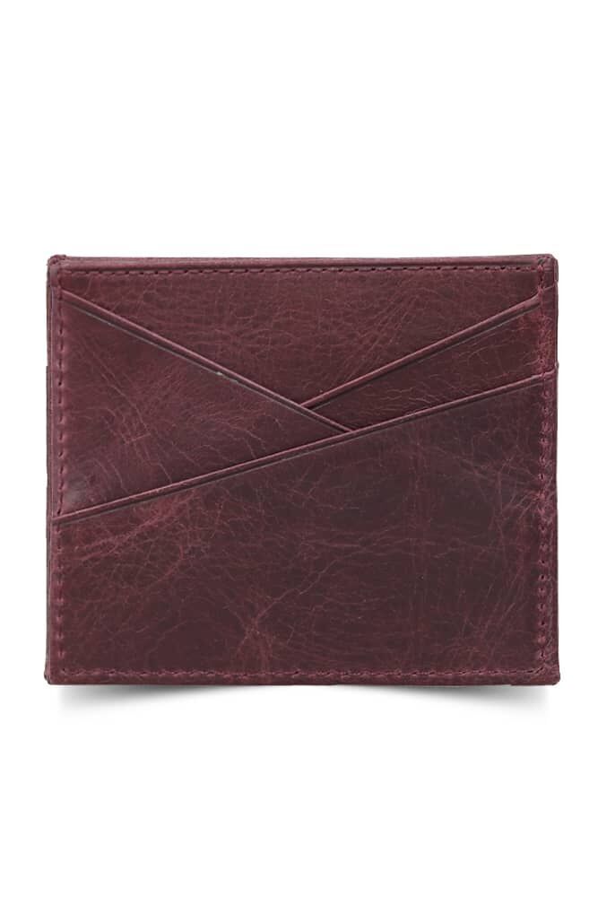 Antique Burgundy Genuine Leather Card Holder