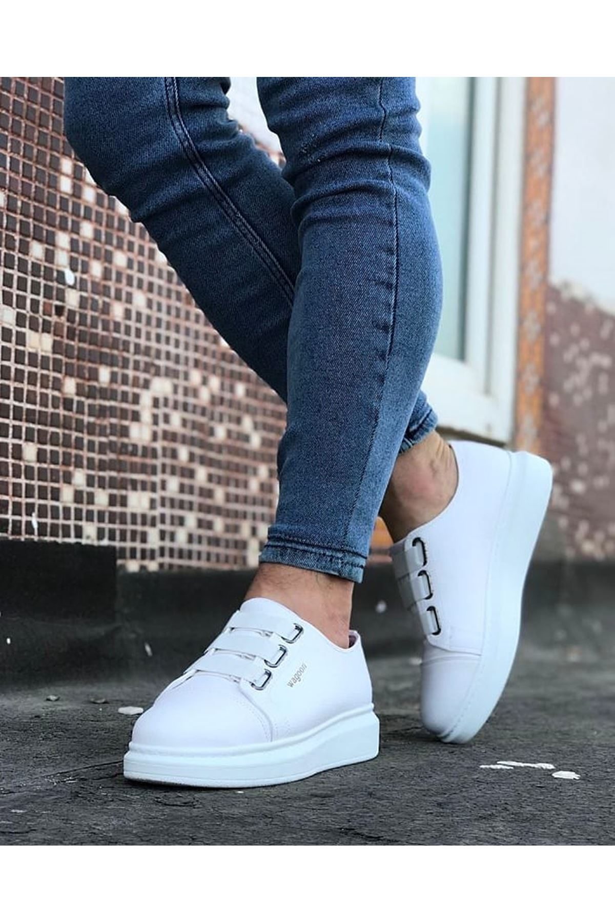 White Thick Sole Casual Men's Shoes