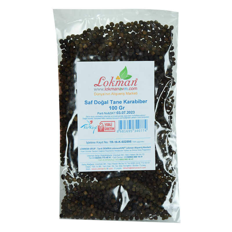 Black Pepper Natural Grain Pure 100 Gr Package