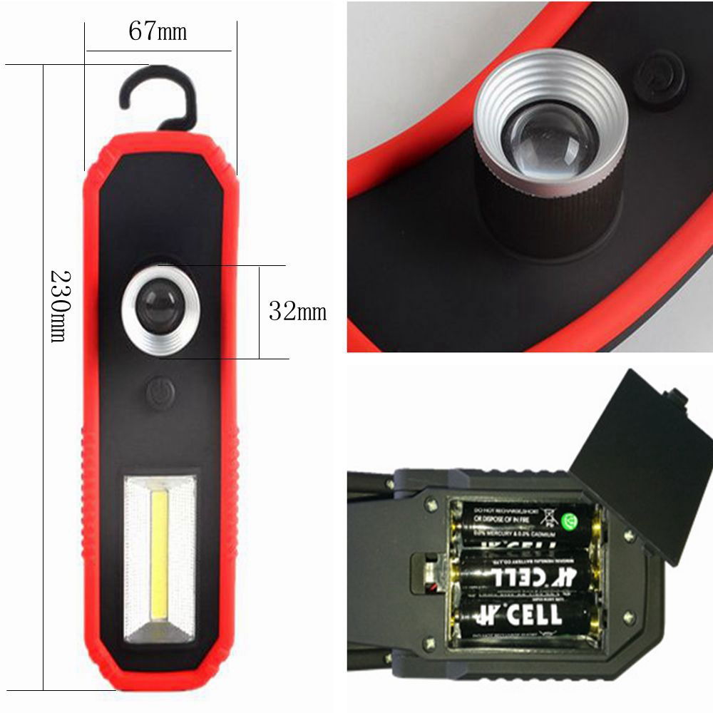 2 Function Zoom Magnet Work Flashlight with Zoom