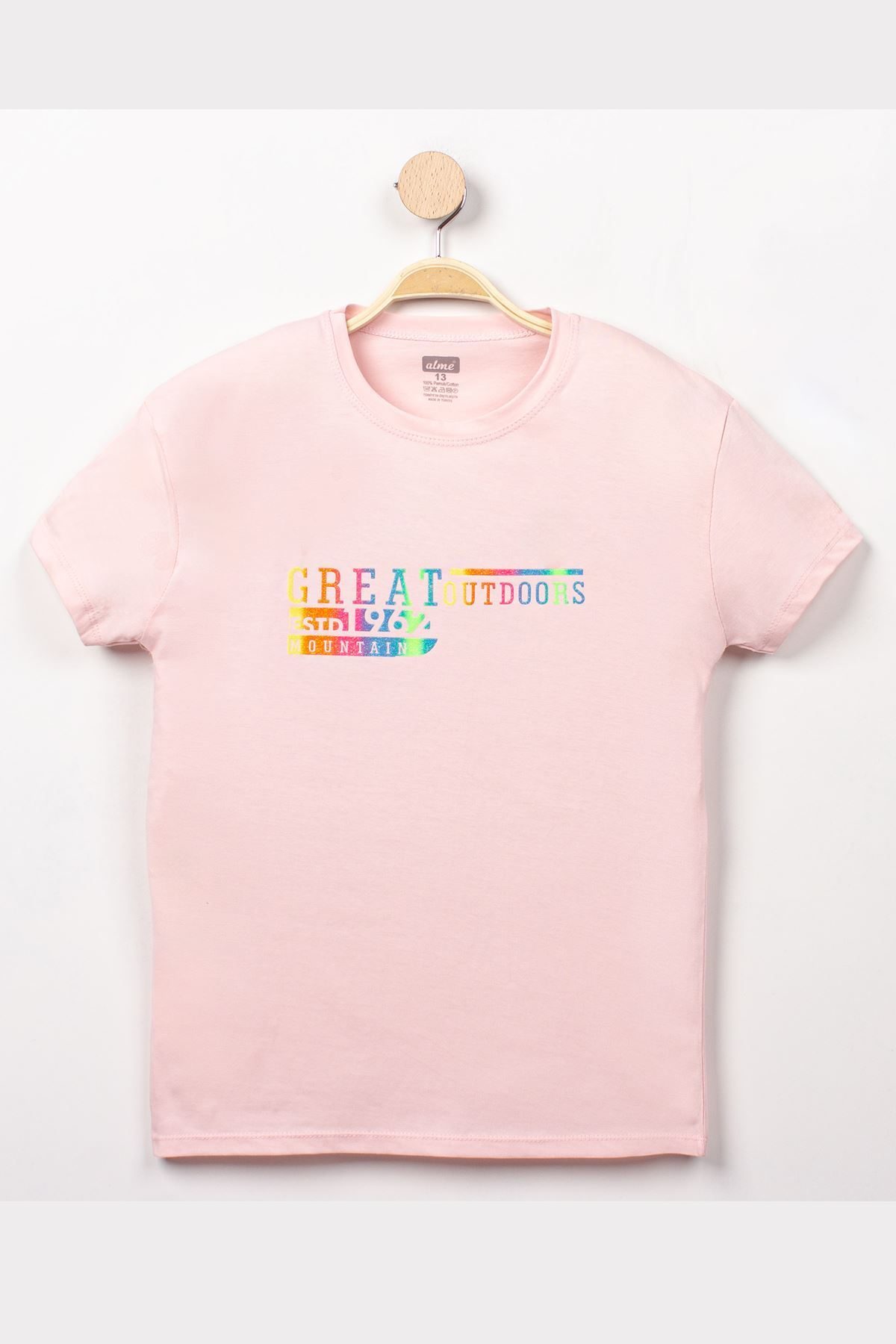 13-16 Years Printed Kids T-Shirt Pink