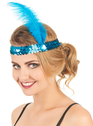 Blue Color Feather Charleston Hair Band