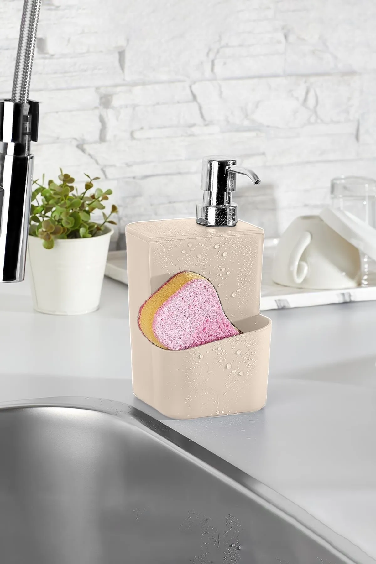 650 Ml 2-in-1 Smart Soap Dispenser and Sponge Holder