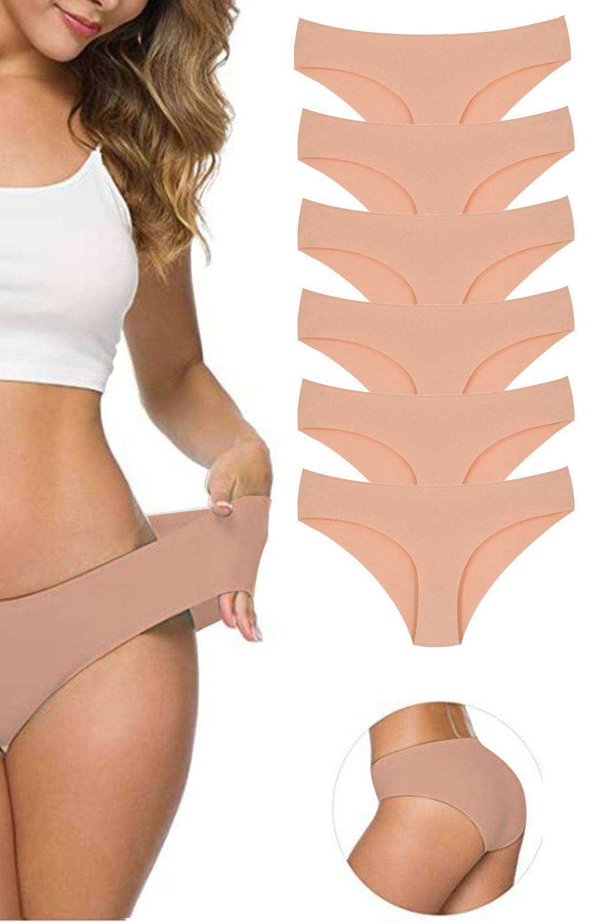 6Pcs Women's Seamless Laser Cut Stretchy Non-marking Panties Skin