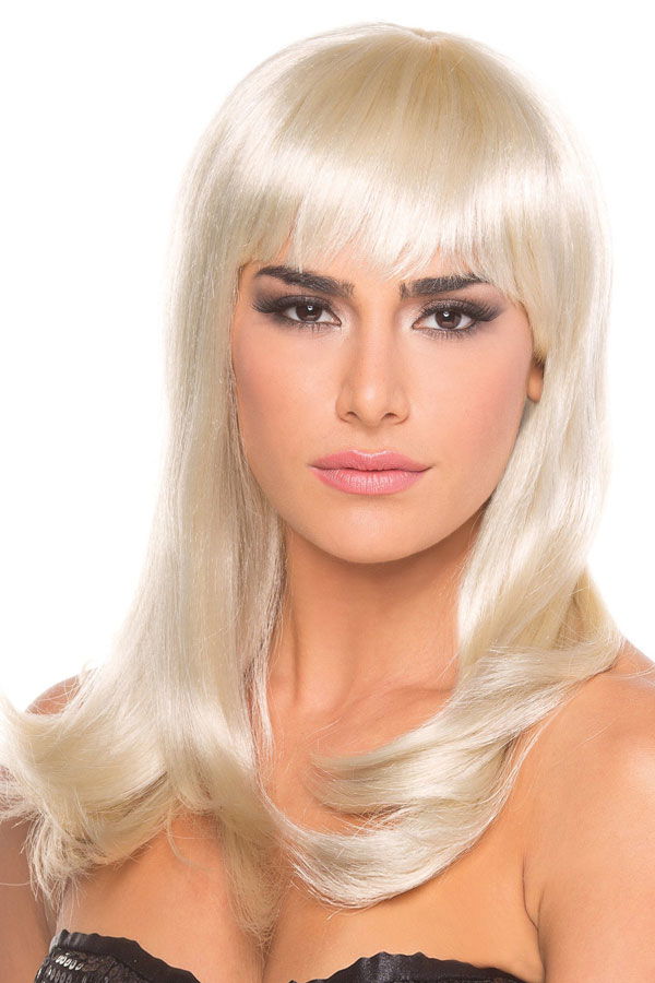 Platinum Gold Dore Color Long Straight Party Wig