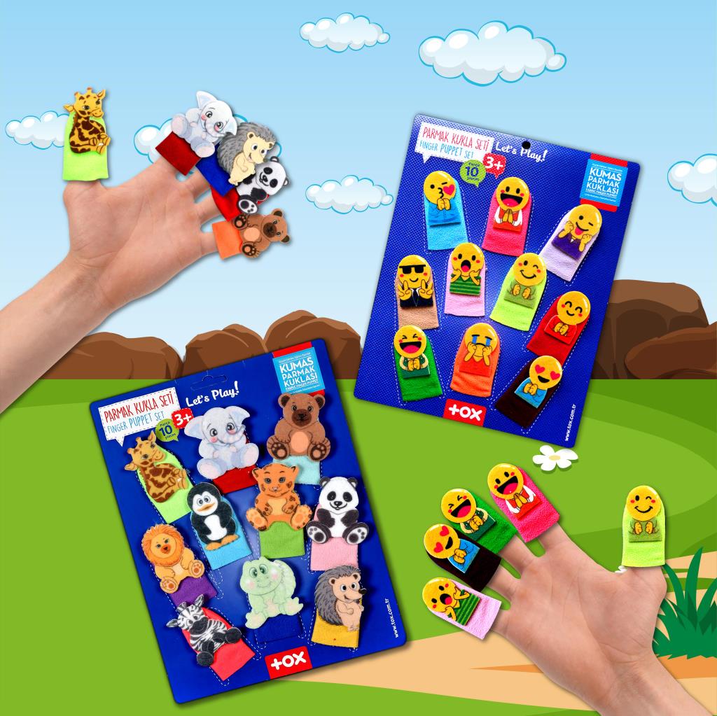 2 Sets - 20 Pieces Emojis and Wild Animals Finger Puppet