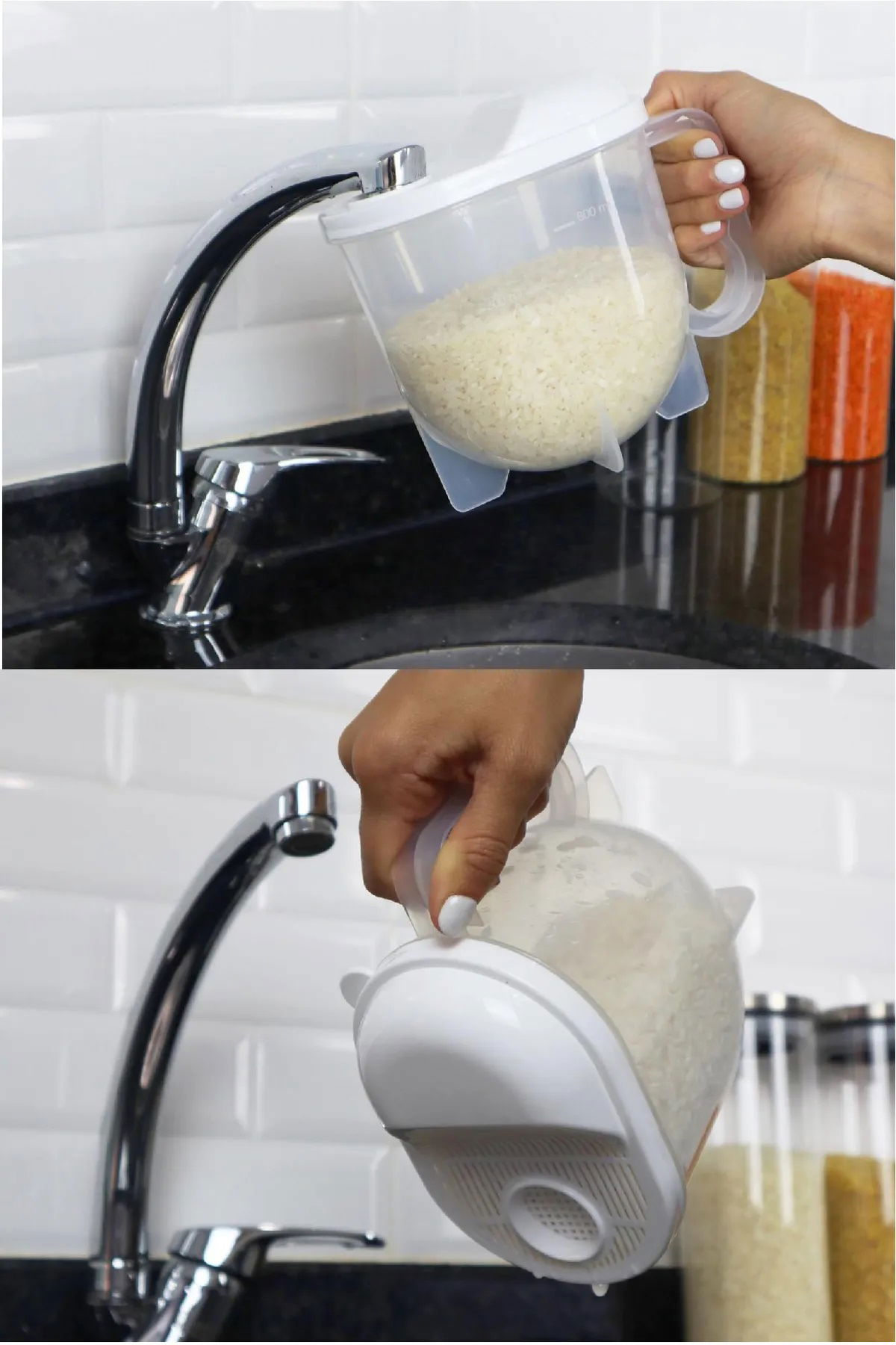 Measured Washing - Straining Strainer 1 LT Rice Pulses Washing - Straining Basket