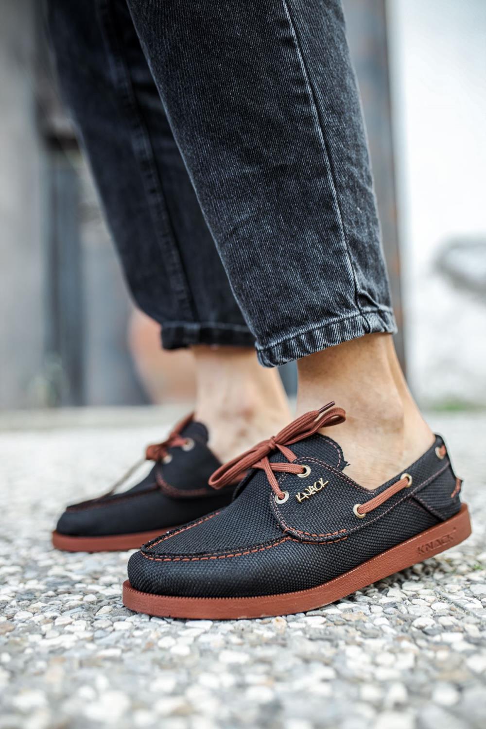 Seasonal Linen Shoes Black (Tan Sole)