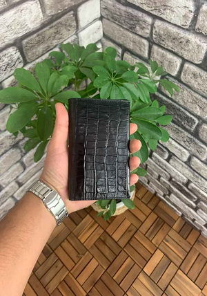 Croco Printed Black Passport Cover