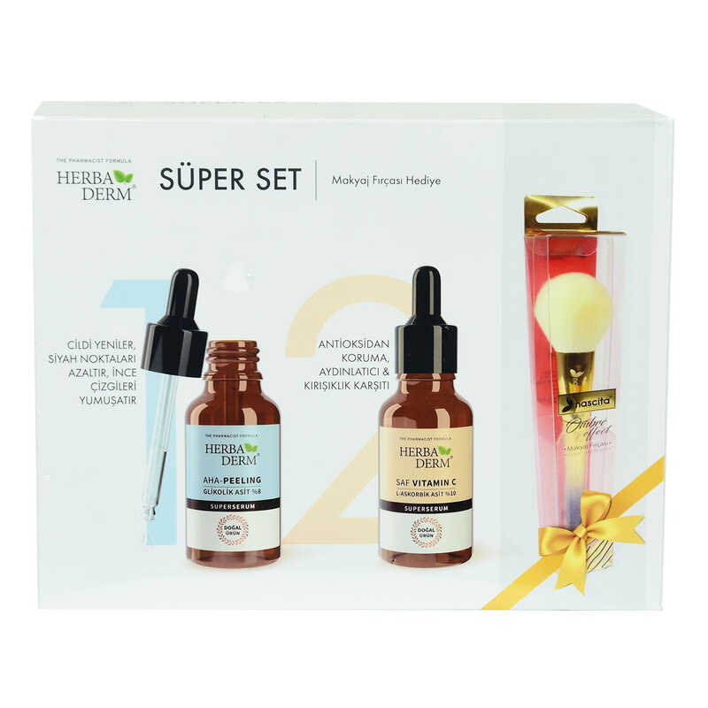 Super Set Superserum Aha-Peeling 30 ML + Pure Vitamin C 30 ML + Gift Makeup Brush