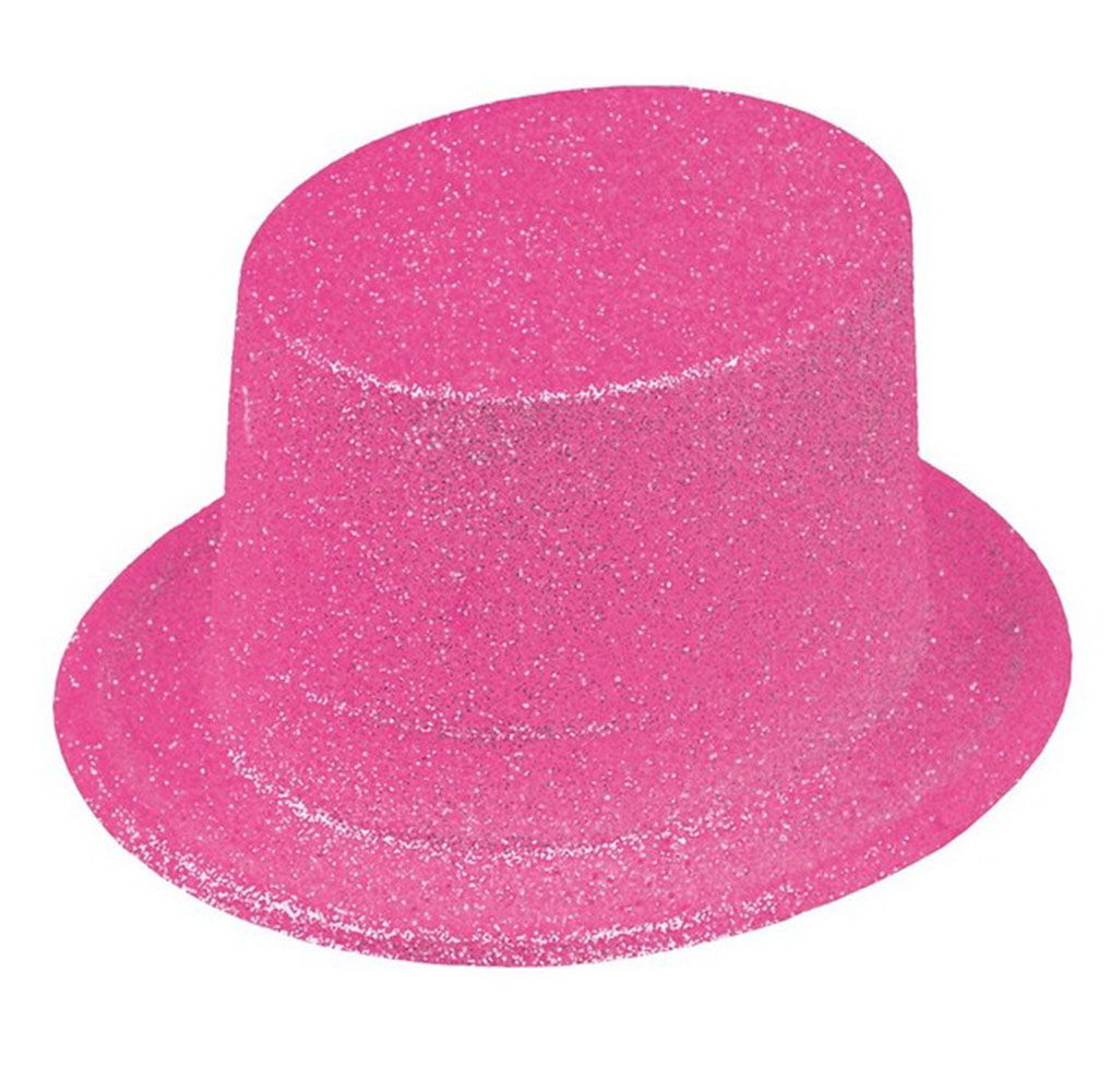 Fluorescent Pink Color Silvery Long Trilby Bowler Hat 12 cm