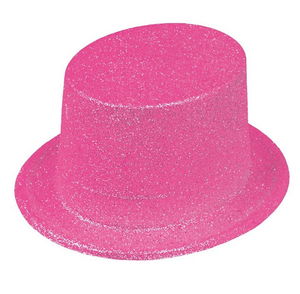 Fluorescent Pink Color Silvery Long Trilby Bowler Hat 12 cm