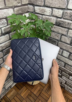 Lacivert Large Capitone Clutch Çanta