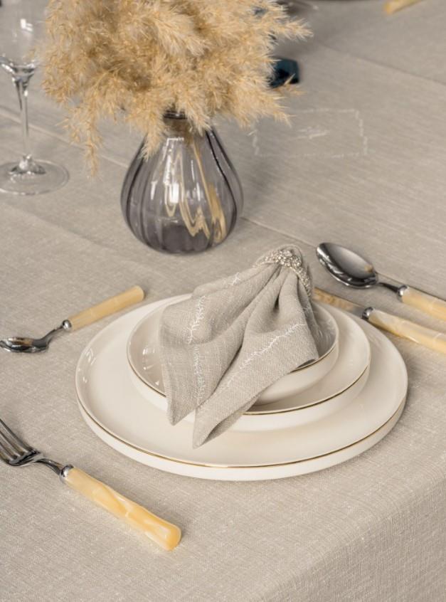 Toprak 8 Piece Linen Tablecloth