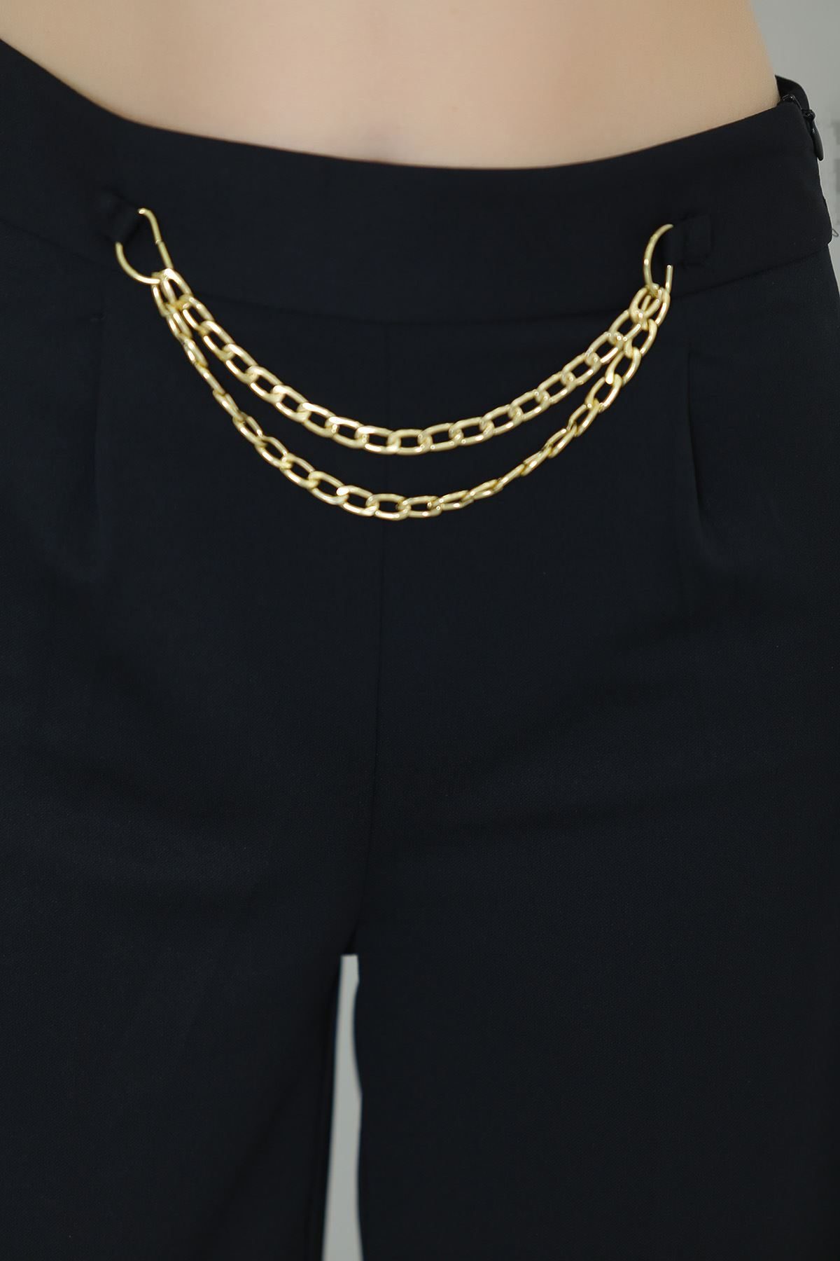 Chain Loose Pants Black