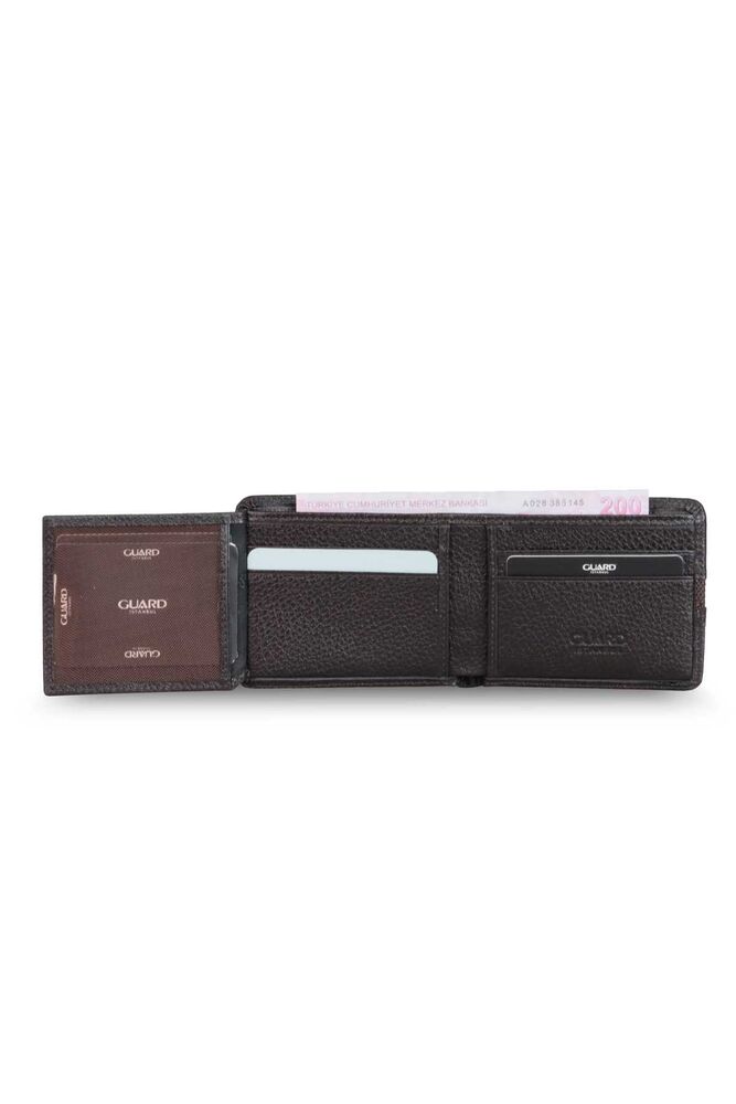 Brown Sport Stripe Leather Men's Wallet