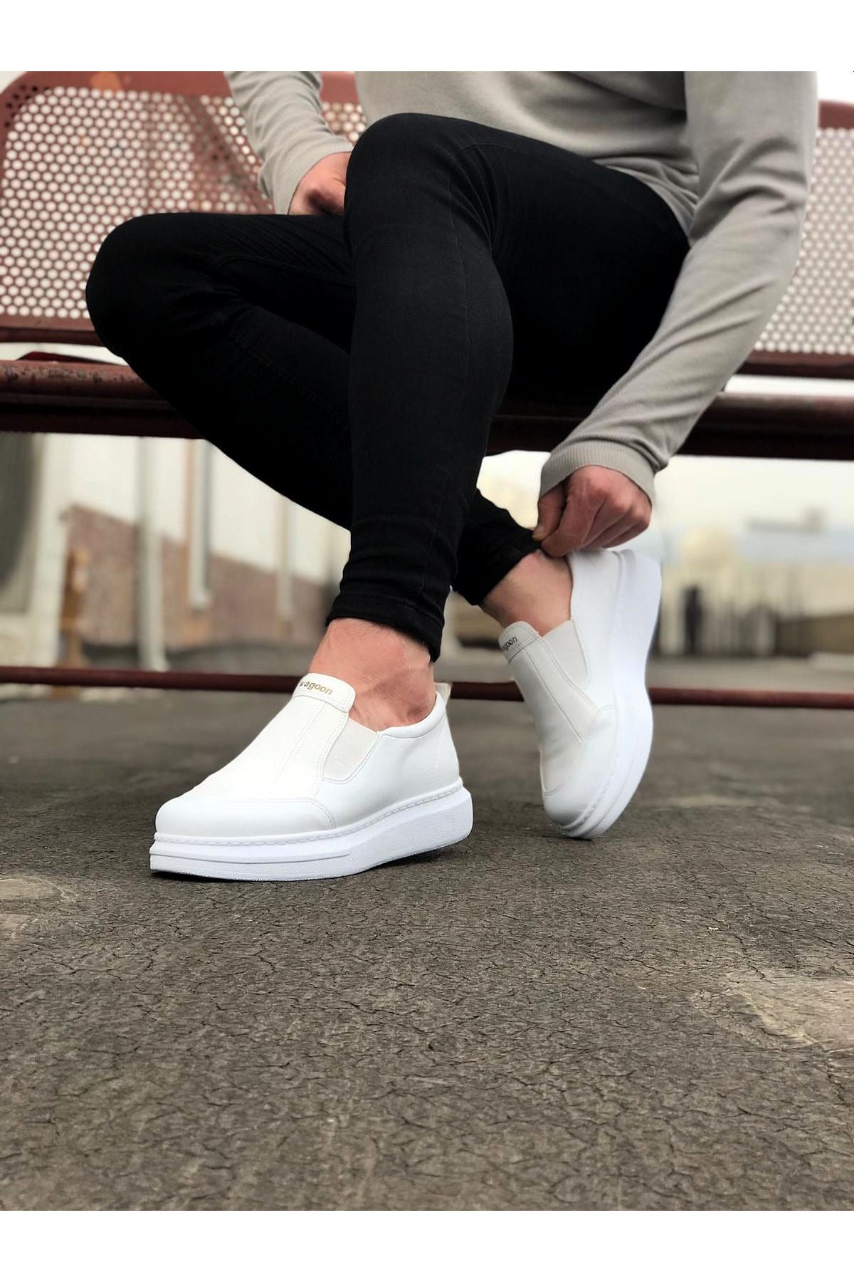 White Flat Casual Men's Shoes