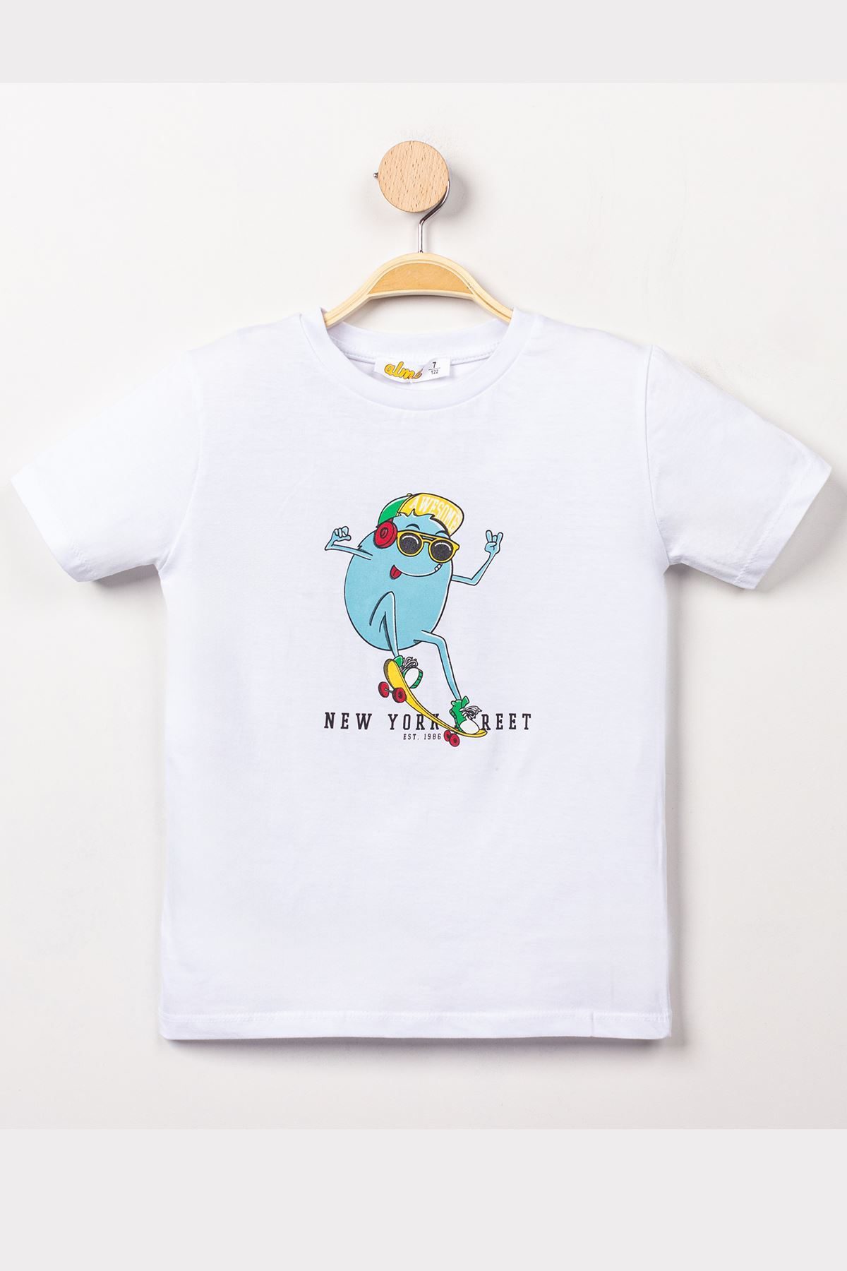 3-7 Years Printed Men's T-Shirt White