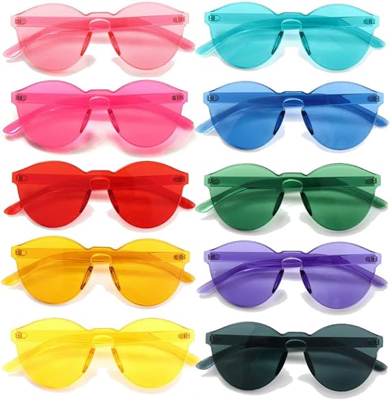 Oval Shaped Rimless Party Glasses 6 Colors 6 Pcs