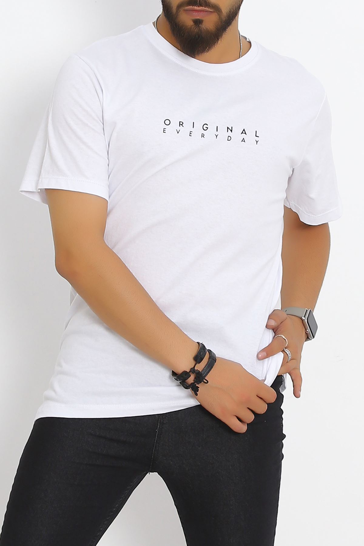 Printed Oversized Men's T-Shirt White