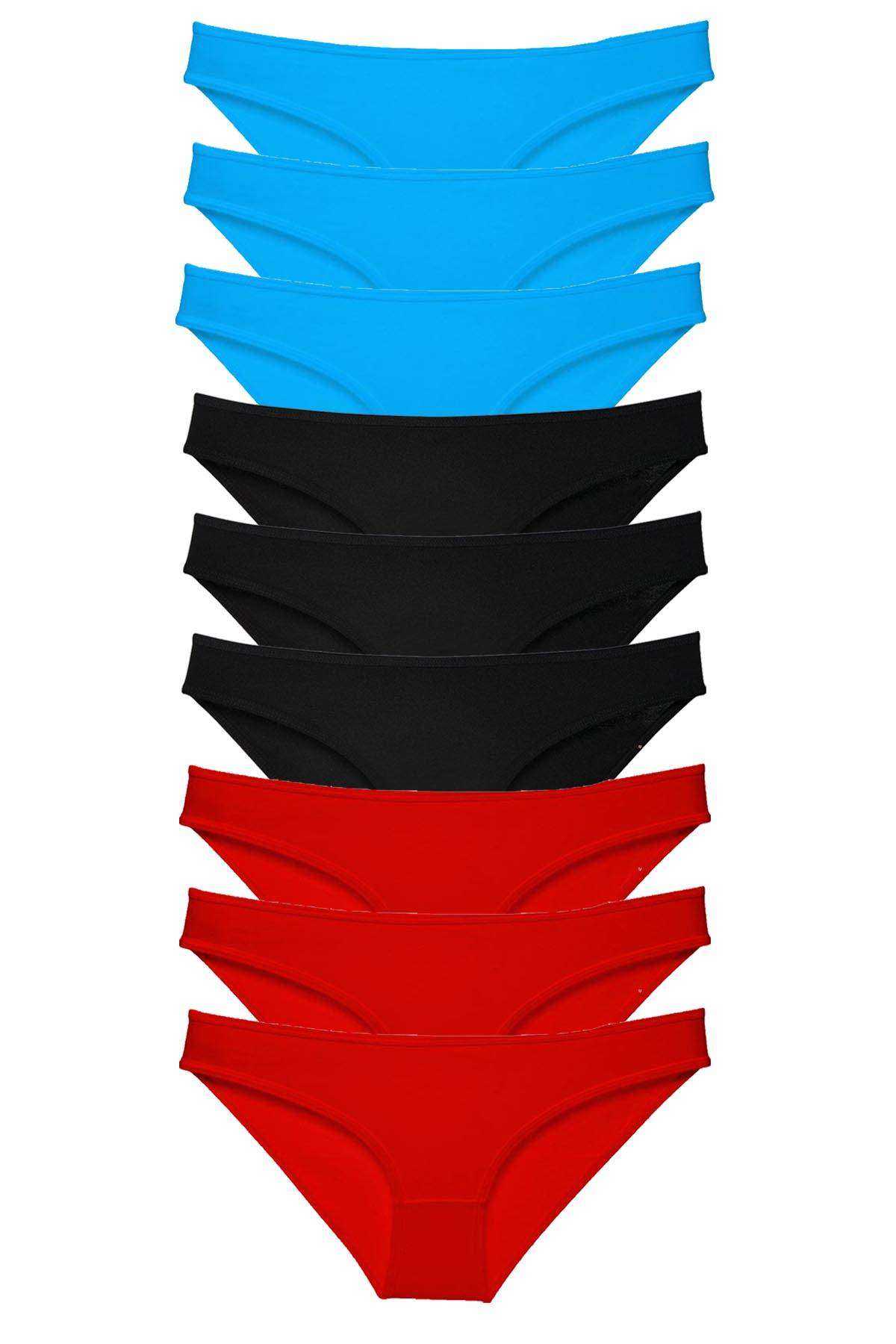 9pcs Super Eco Set Lycra Women Slip Panties Black Red Blue