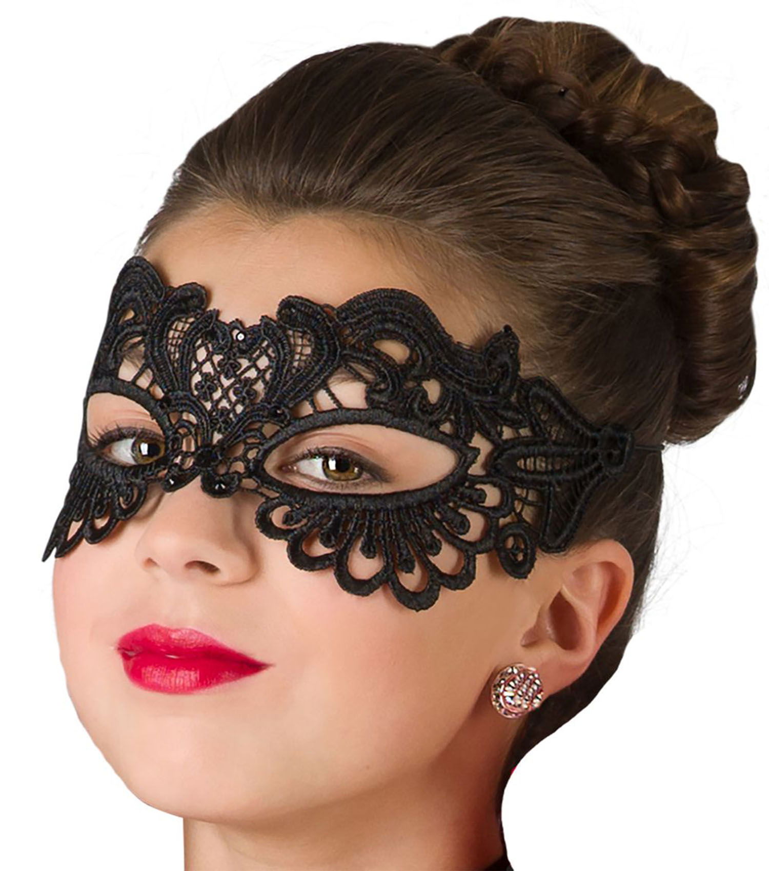 Black Color Extra Luxury Long Lace Embroidered Party Mask 6 No