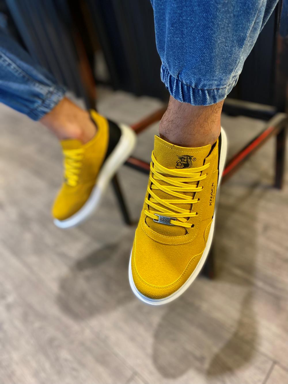 High Sole Casual Suede Shoes Yellow