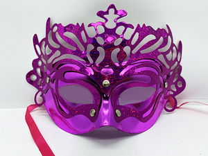 Metallized Extra Shiny Hologram Party Mask Fuchsia Color 23x14 cm