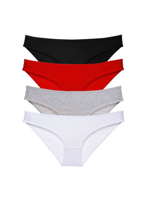 4pcs Super Eco Set Lycra Women Slip Panties Black Red Gray White