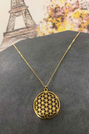 Gold Plated Fine Chain Tree of Life Steel Necklace 40 cm