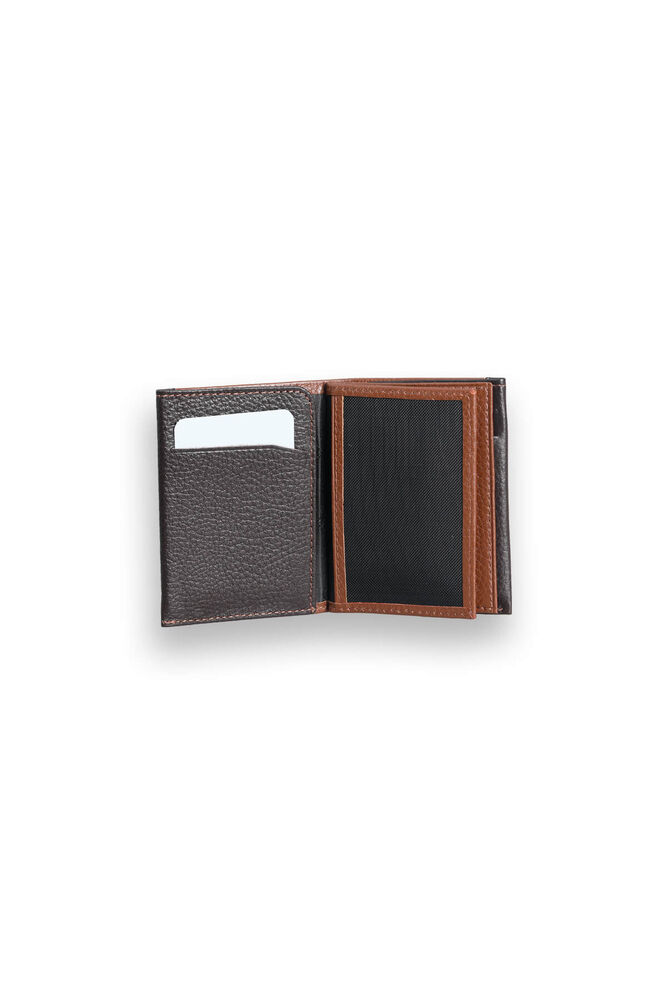 Taba - Brown Genuine Leather Card Holder with Dual Color Compartments