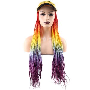 Yellow Hat Look Mesh Wig / Orange / Yellow / Blue / Purple Ombré