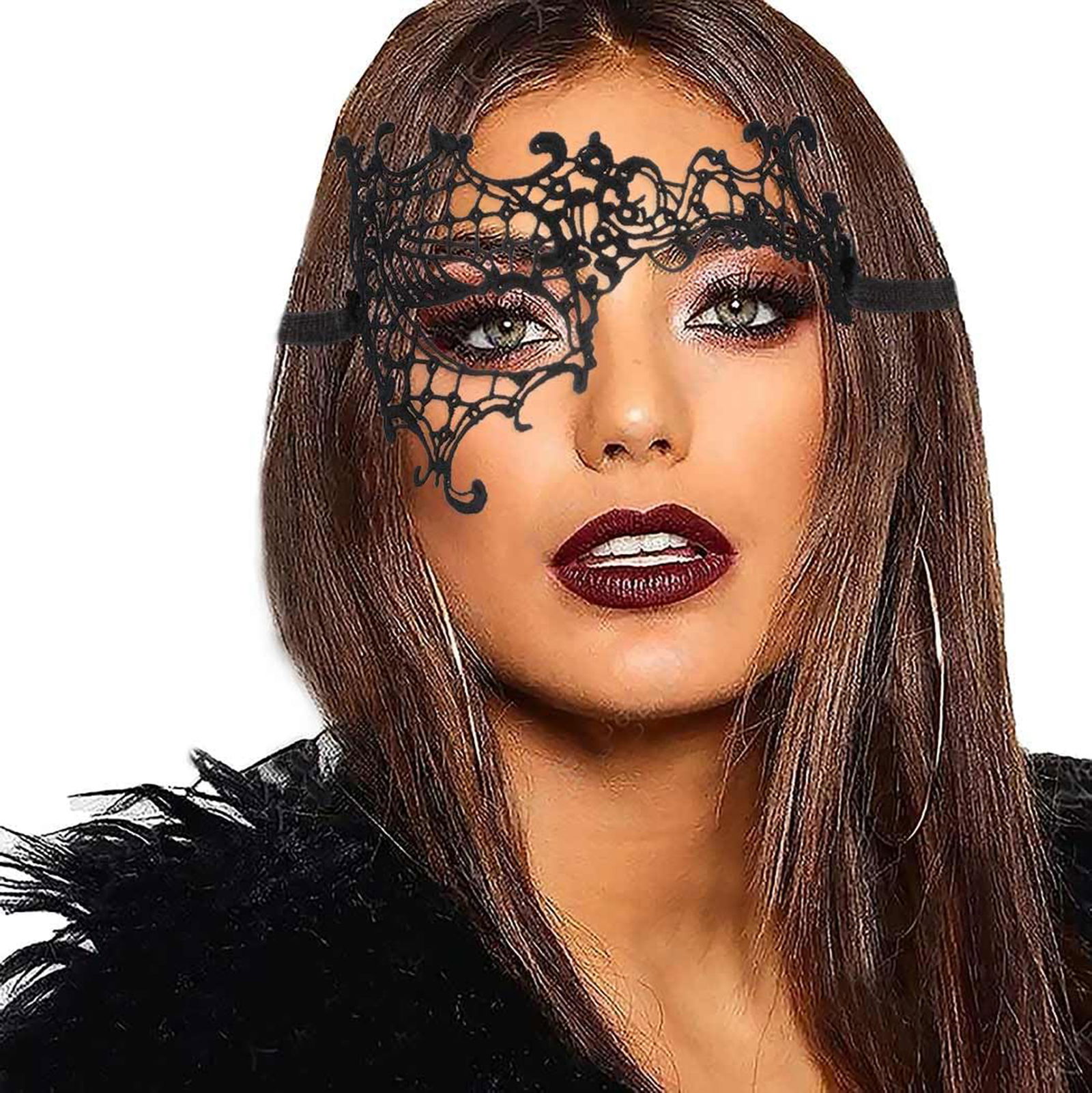 Black Color Lace Cut Lace Embroidered Prom Party Mask 13 No