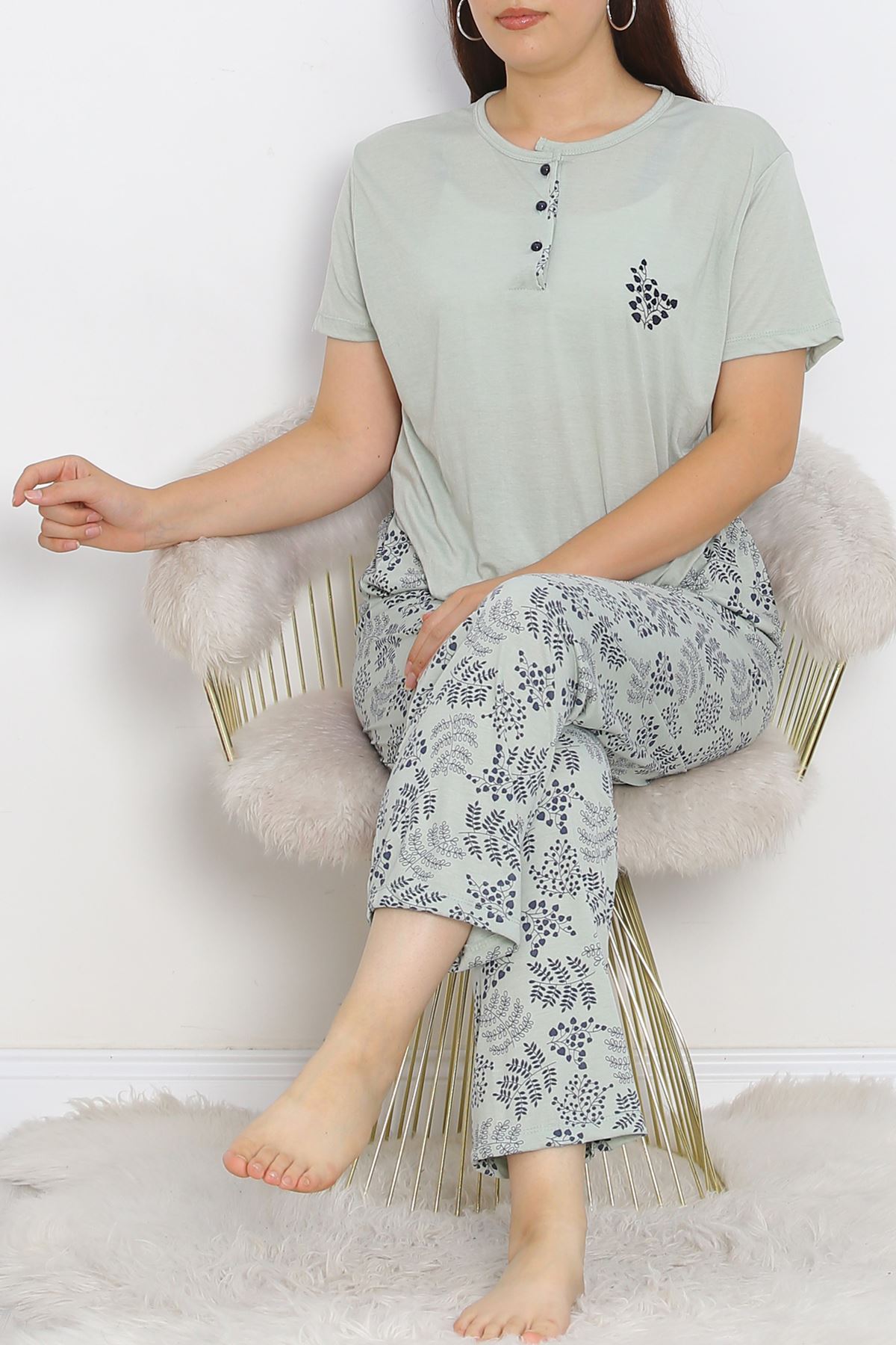 Battal Patented Polyviscose Pajama Set Lacimint