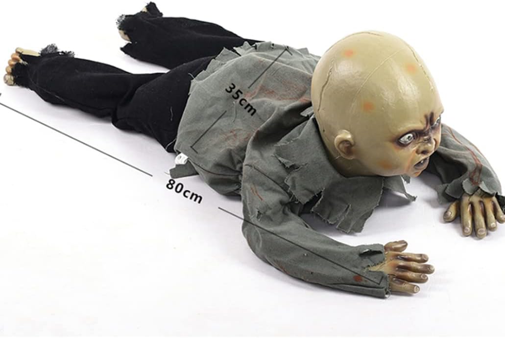 Floor Crawling Moving Doll Ghost Zombie Decor with Sound Light and Sensor 30x85 cm