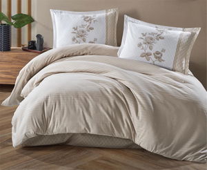 Boutique Series Striped Ranforce Double Duvet Cover Suave v4 Beige