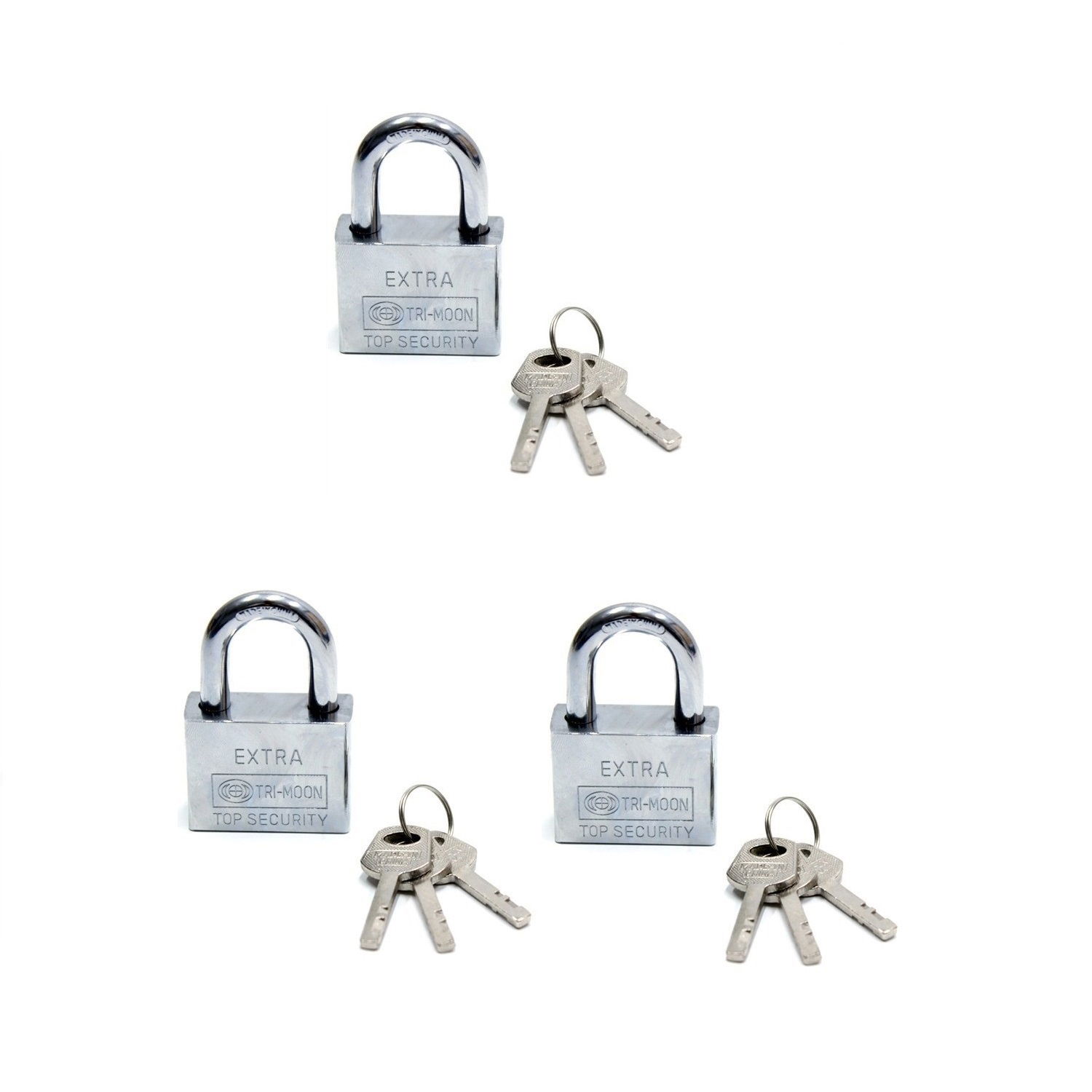 Smart Keyed Padlock Set of 3 - Mastercare Tri-Moon Master Keyed 3 Steel Padlock