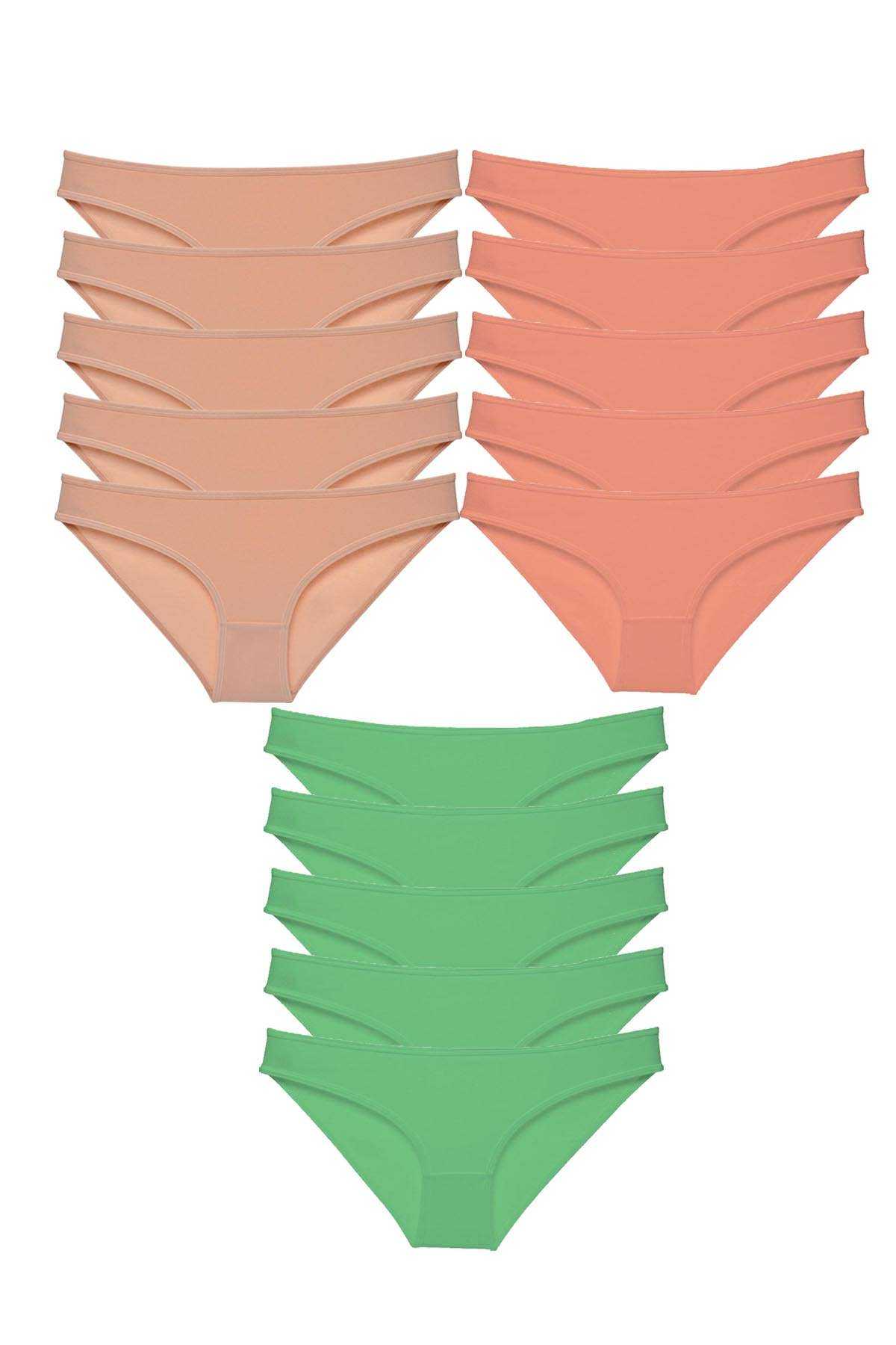 15pcs Super Eco Set Lycra Women Slip Panties Skin Powder Green